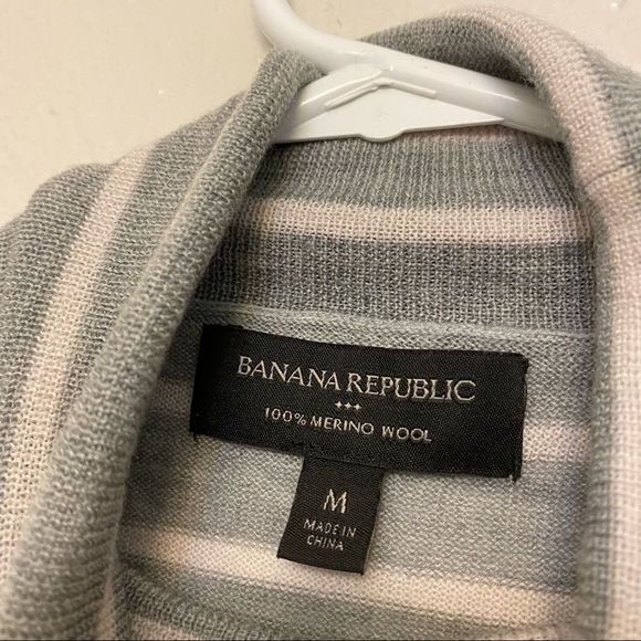 Banana Republic striped turtleneck long sleeve Merino Wool lightweight sweater-M - Picture 4 of 11